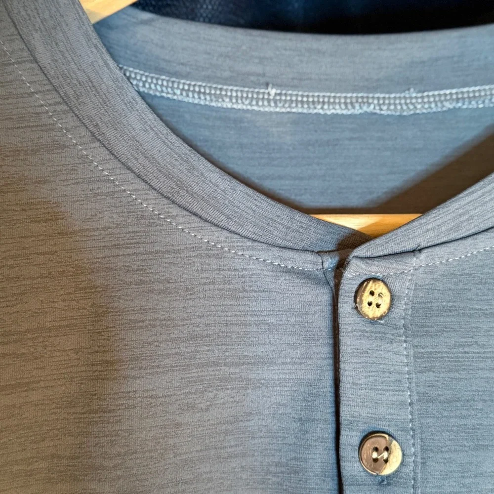 Mens Blue Short Sleeve Henley T-Shirt Casual Soft Jersey Top Size XL‎